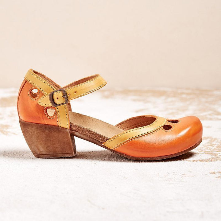 Felicity | Comfort Low-Heel T-Strap Sandals