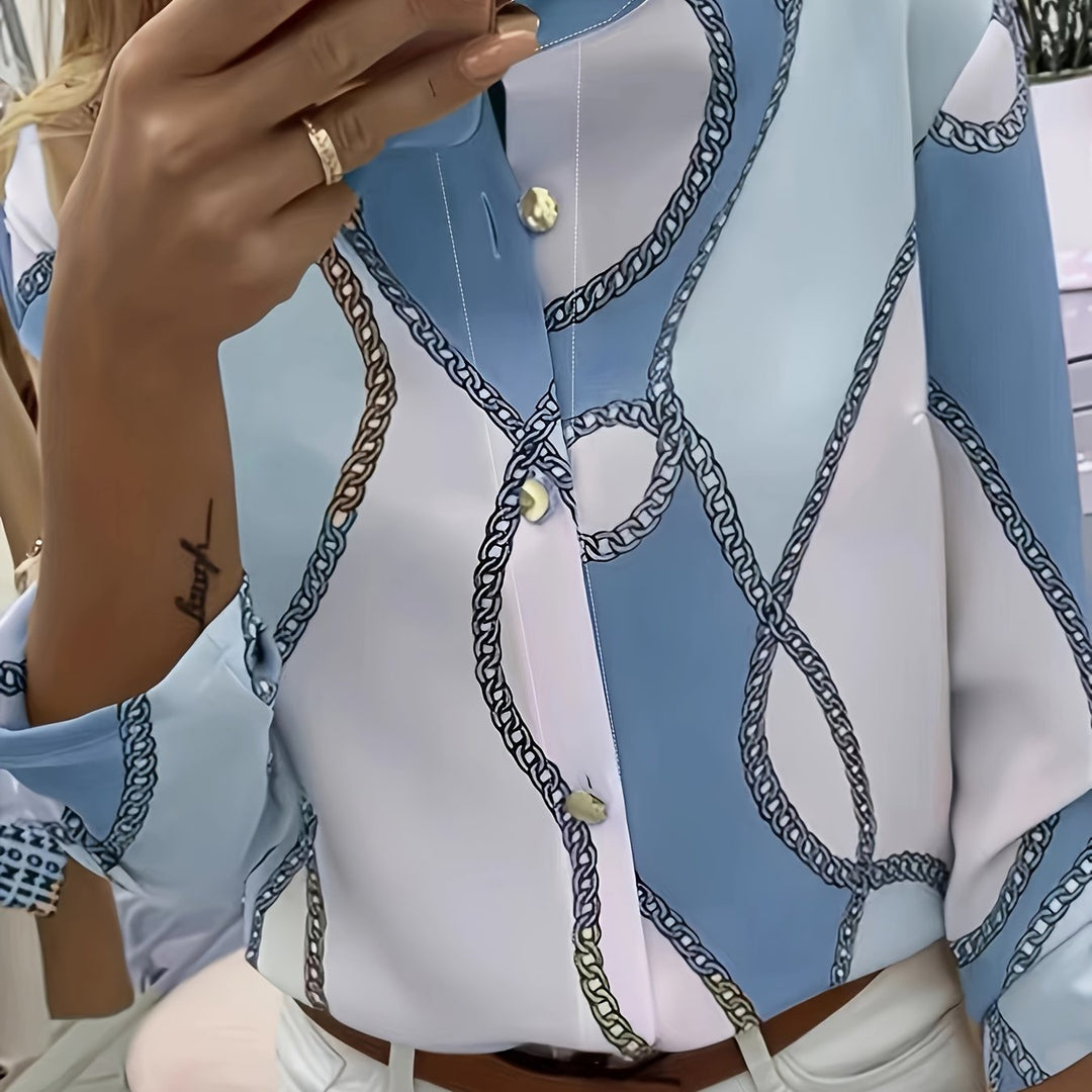 Ingrid | Chain-Print Collared Shirt