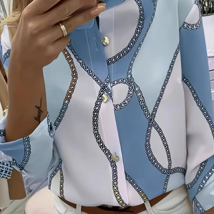 Ingrid | Chain-Print Collared Shirt