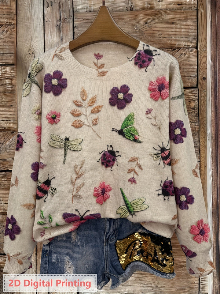Elsie | Botanical Print Crewneck Jumper