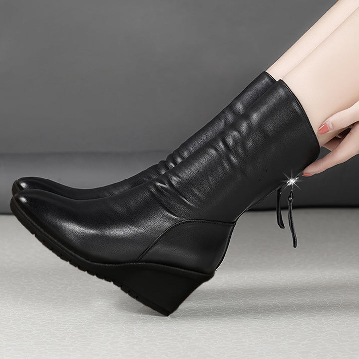 Verity | Sleek Wedge Mid-Calf Boots