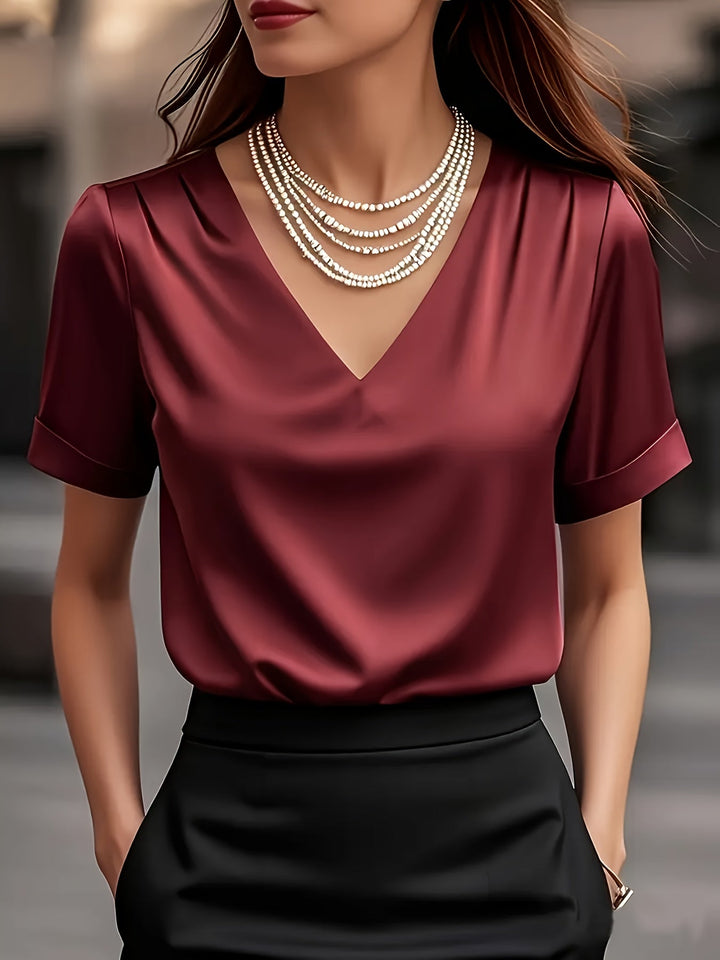 Estelle | Draped V-Neck Blouse