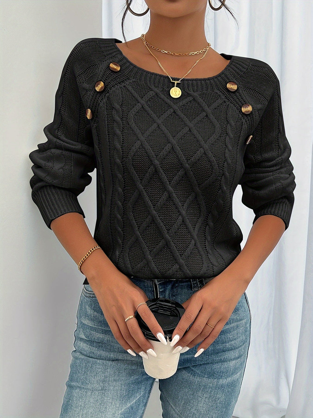 Kathleen | Textured Button Jumper
