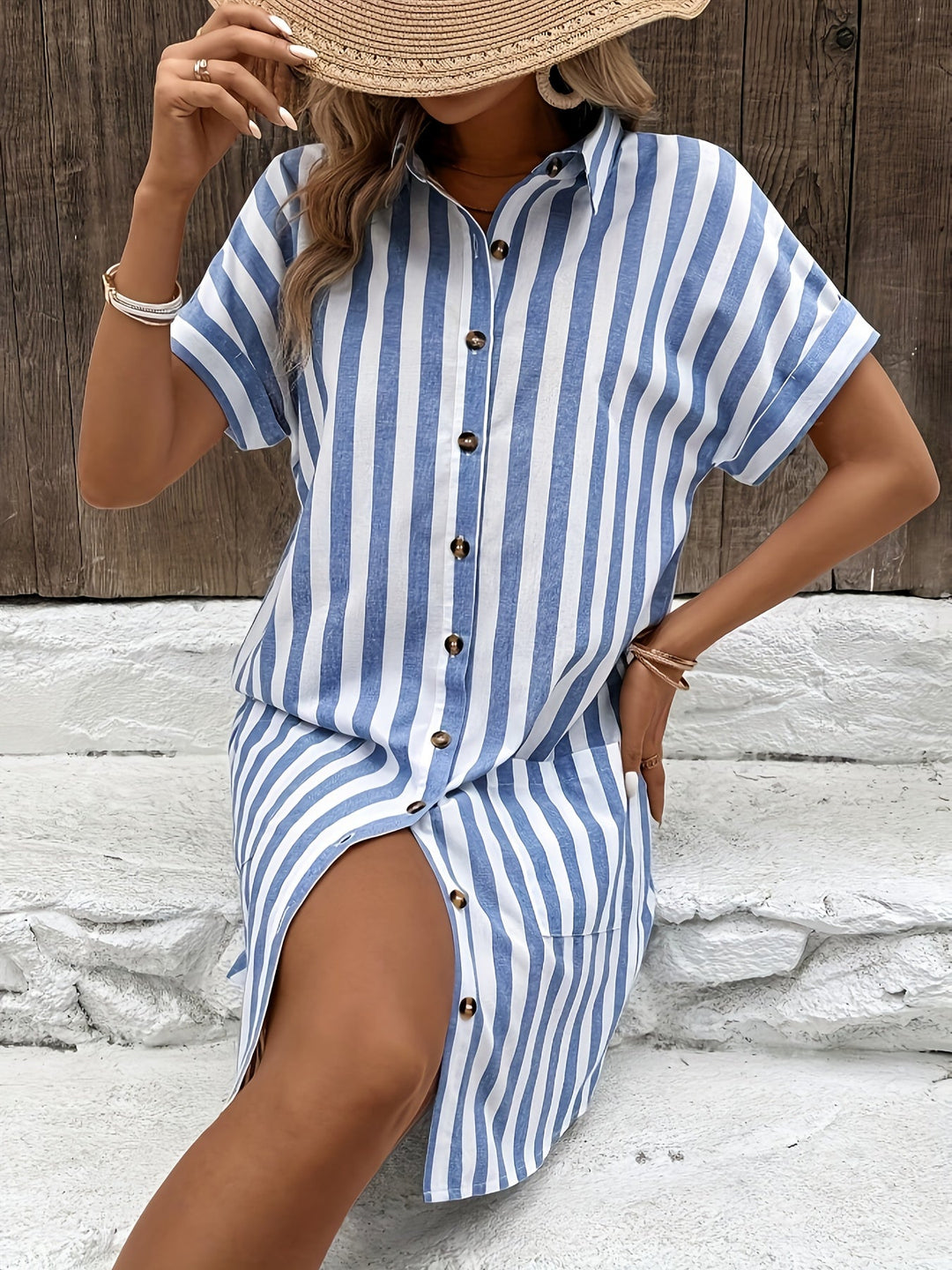 Marion | Belted Striped Shirt Dress