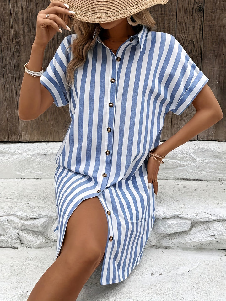 Marion | Belted Striped Shirt Dress