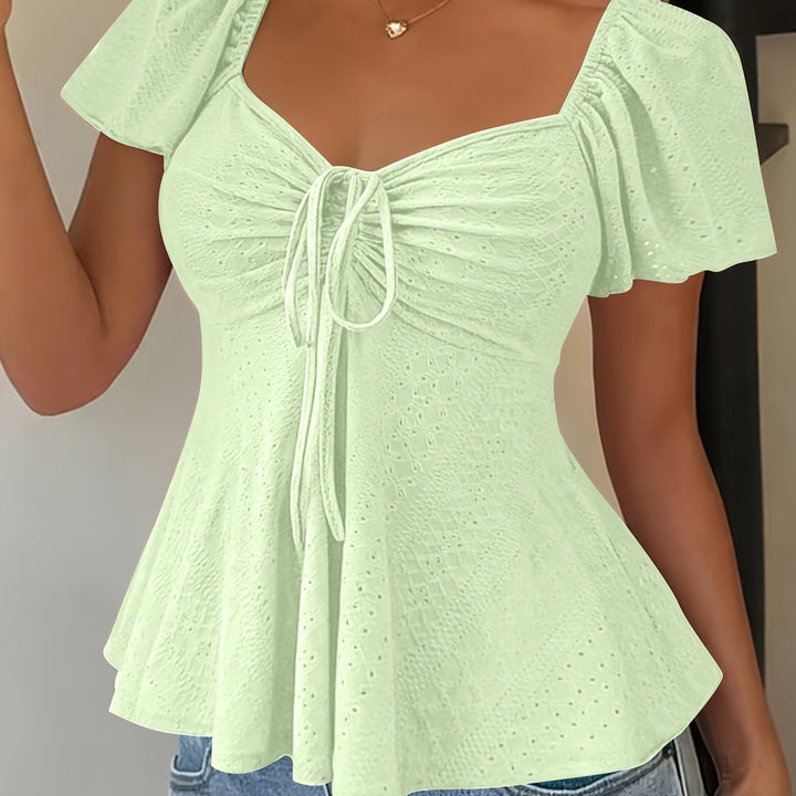 Josephine | Flutter-Sleeve Peplum Top