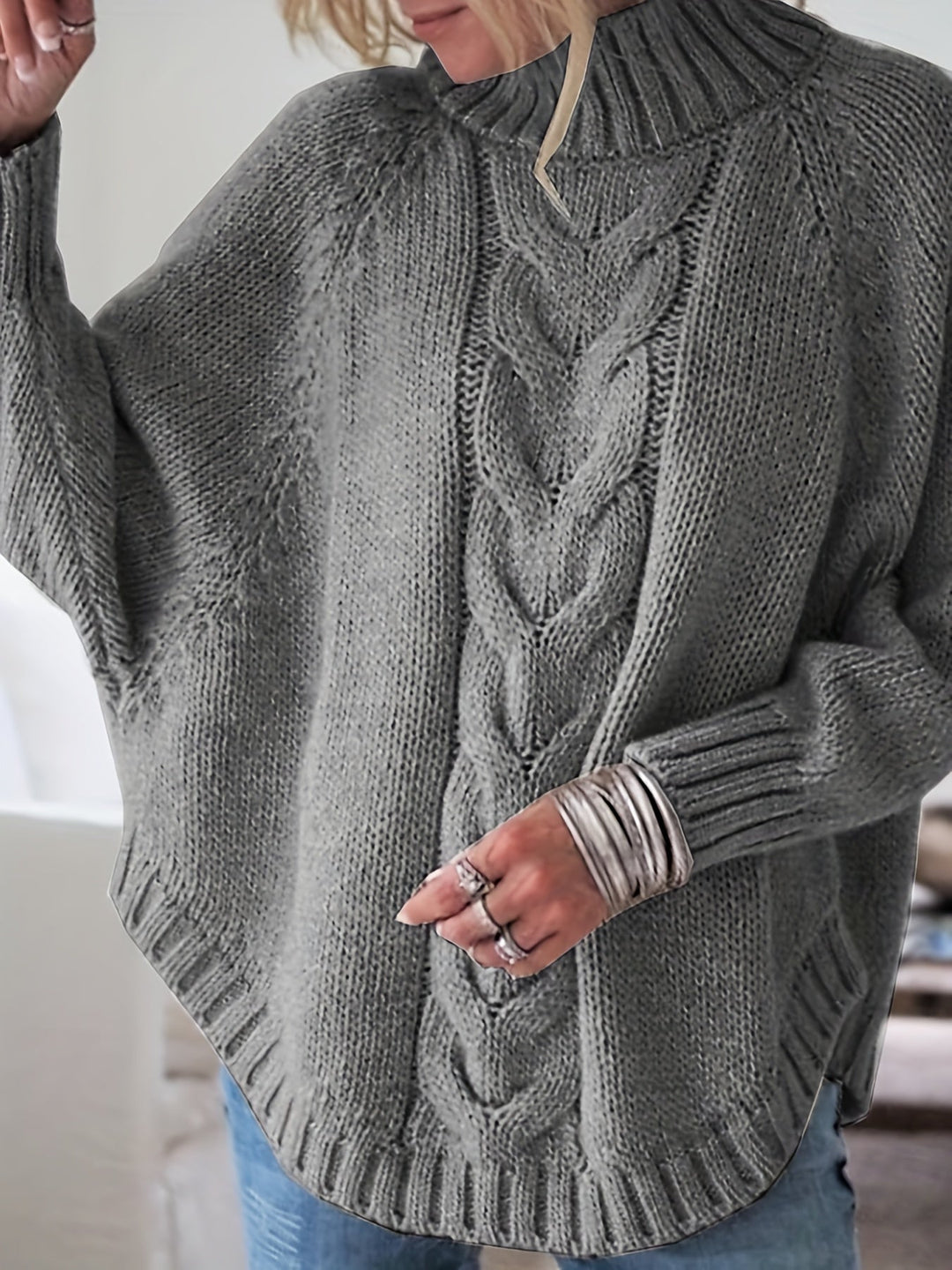 Gwendolyn | Cable-Knit High-Neck Jumper