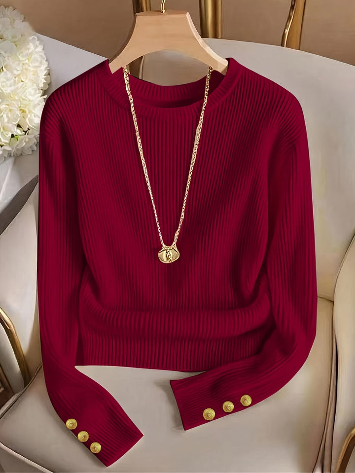 Gretchen | Ribbed Button-Cuff Jumper