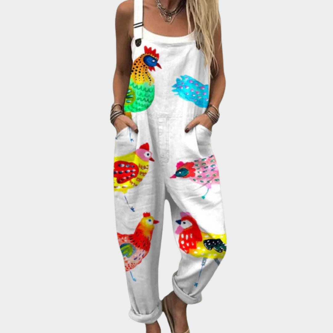 Beverly | Multicolour Chicken Art Jumpsuit