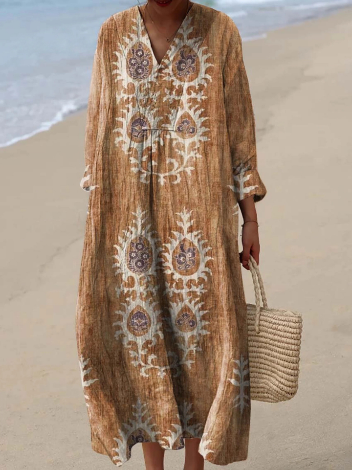 Serafina | Vintage Ethnic Floral Art Print Dress