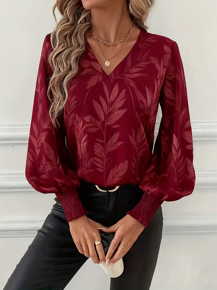 Elena | Botanical V-Neck Blouse