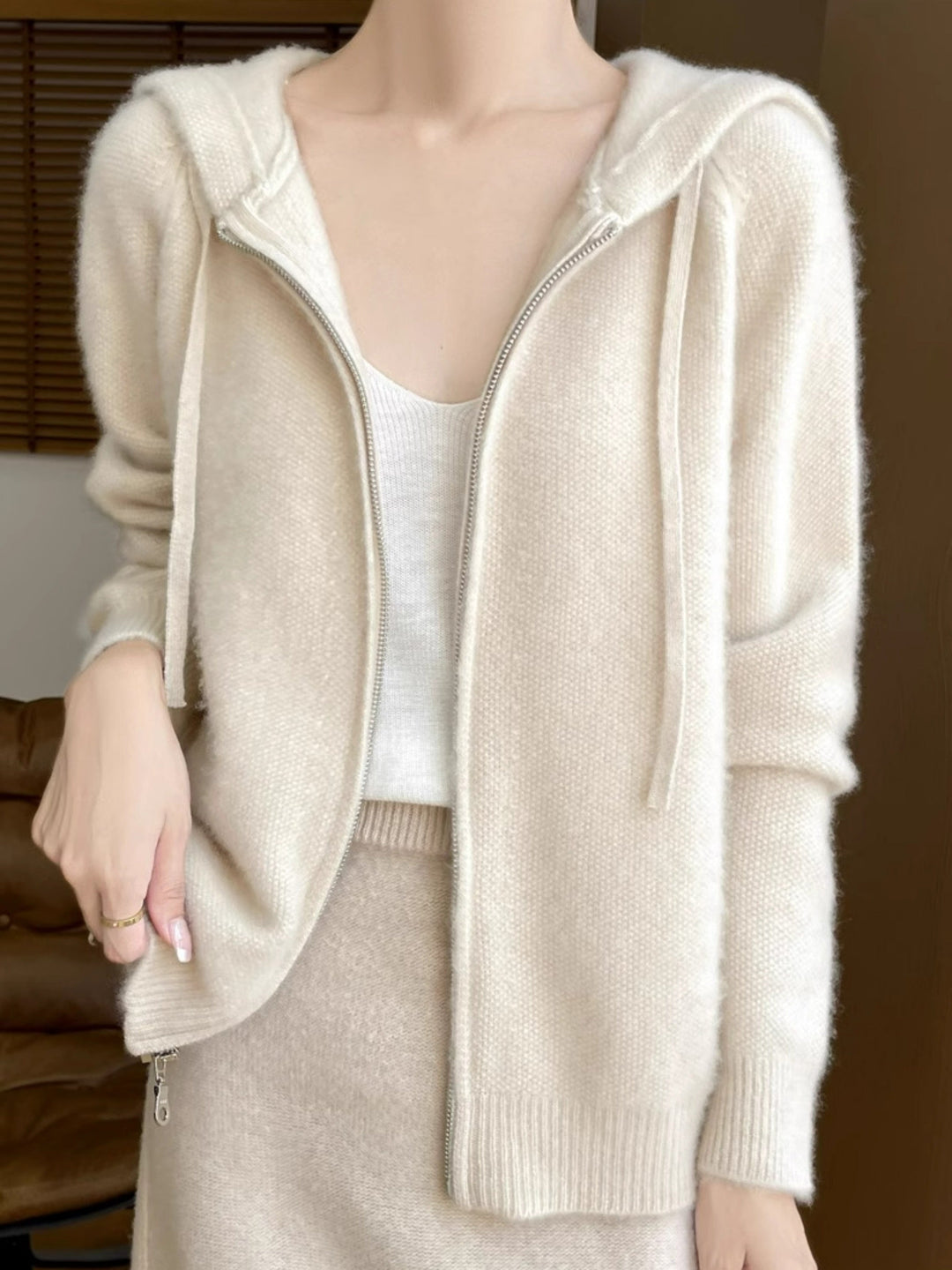 Bianca | Hooded Zip-Front Cardigan