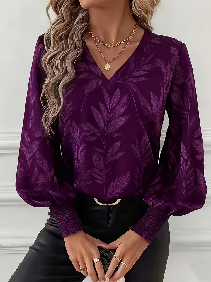 Elena | Botanical V-Neck Blouse