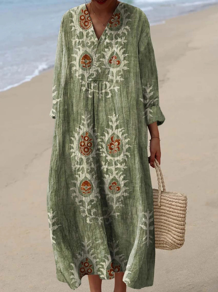 Serafina | Vintage Ethnic Floral Art Print Dress