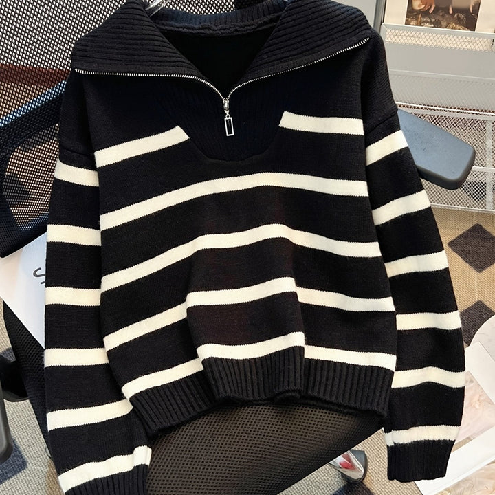Sabina | Striped Quarter-Zip Jumper
