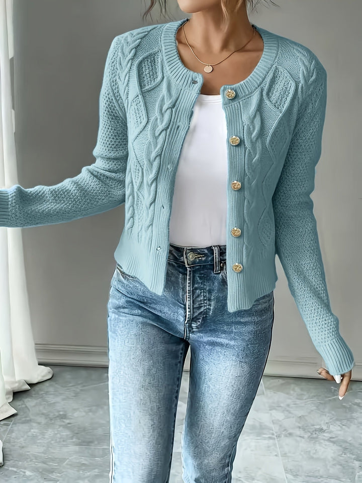Eleanora | Cable-Knit Button-Front Cardigan