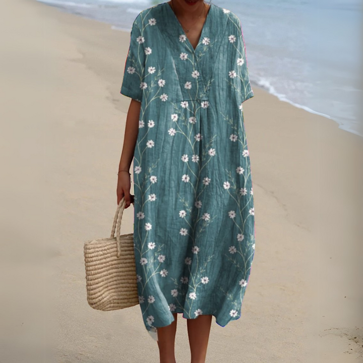 Stella | Elegant Floral V-Neck Dress