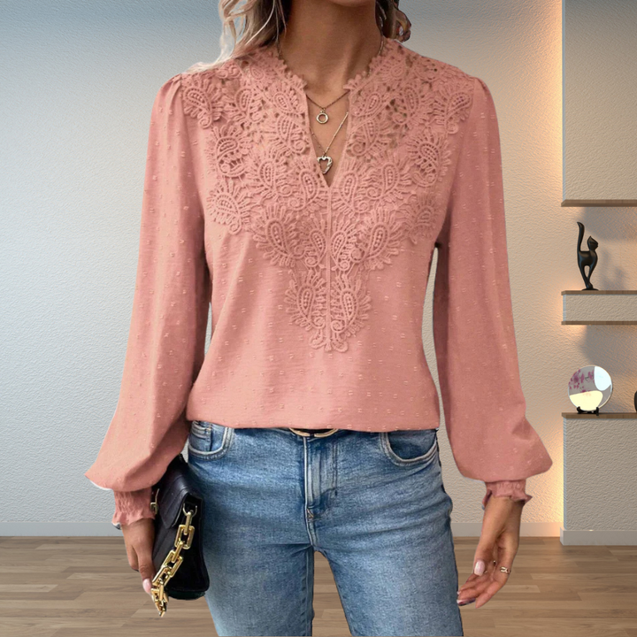 Marlene | Elegant Lace-Trim Blouse