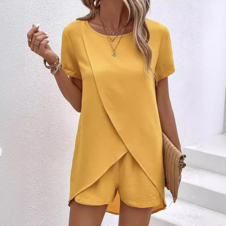 Melanie | Elegant Summer Slit Shirt Set