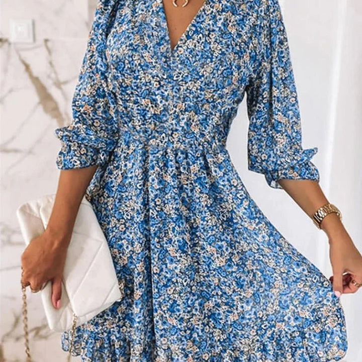 Penelope | Elegant Floral V-Neck Dress