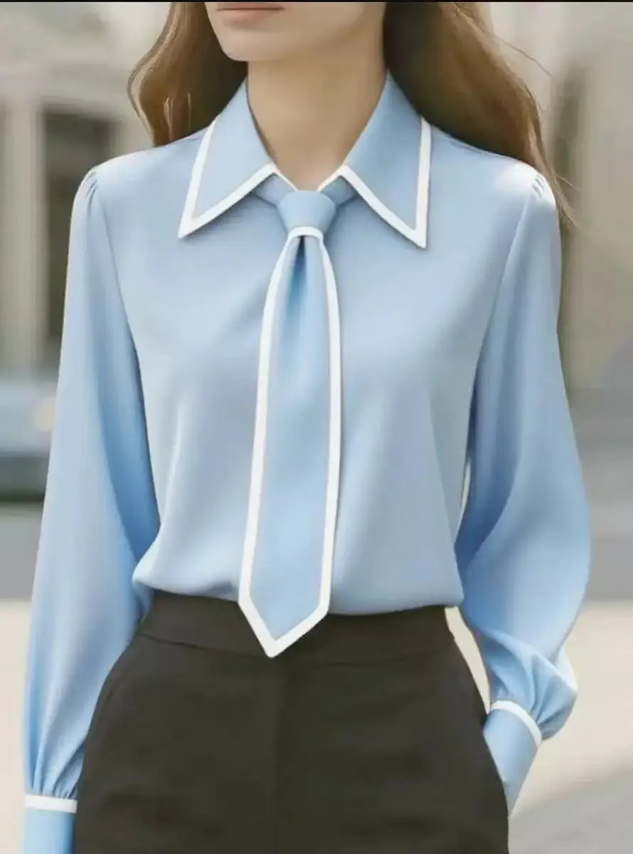 Adelina | Contrast Tie Blouse