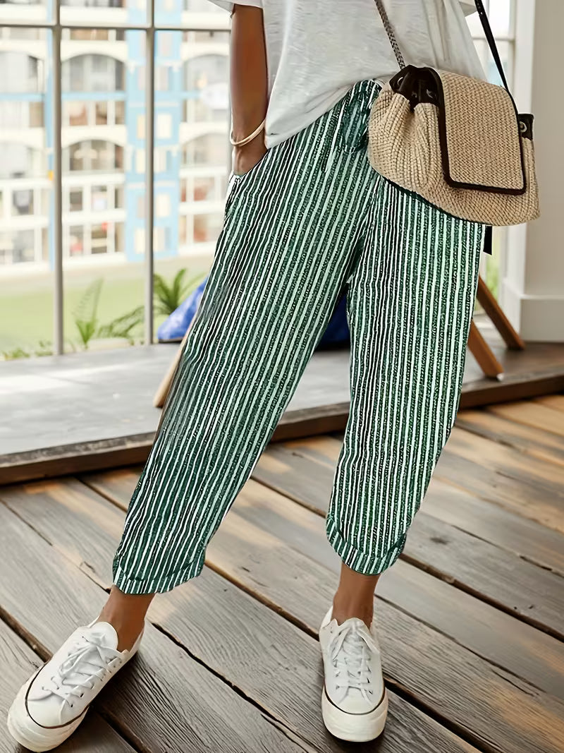 Marley | Striped Wide-Leg Casual Trousers
