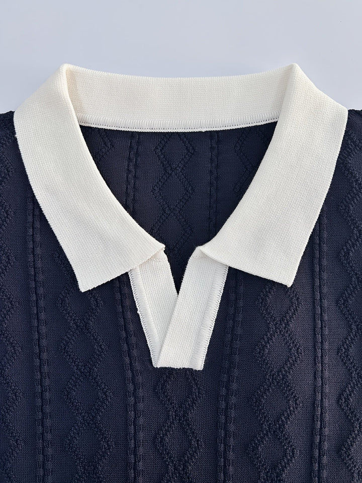 Barrett | Textured Contrast-Collar Polo Shirt