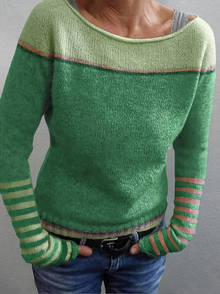 Francesca | colour-Block Boat Neck Jumper