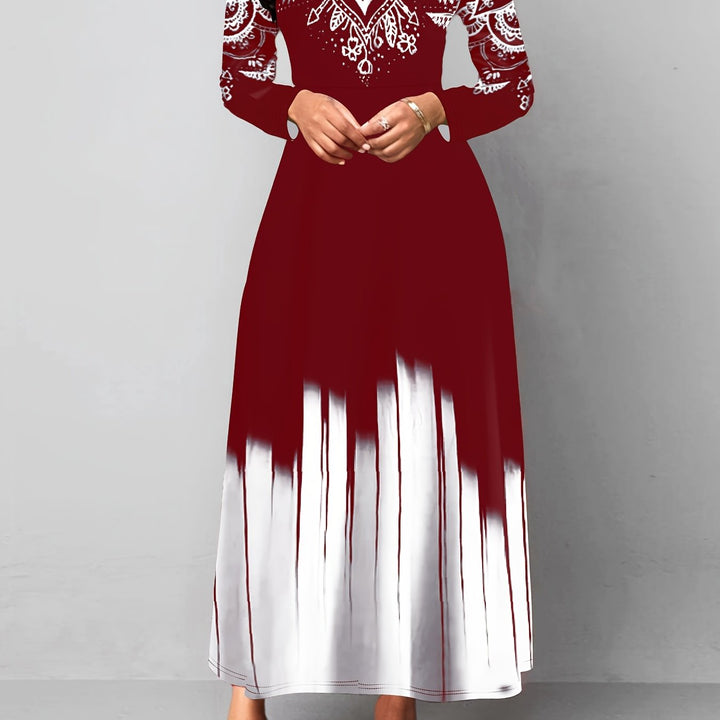 Nadia | Ornate Print Flared Maxi Dress