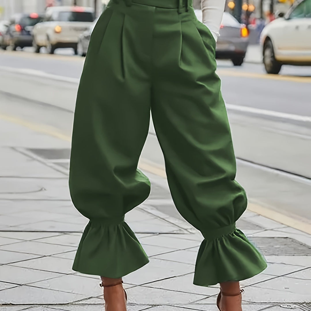 Maren | Ruffled-Hem Wide-Leg Trousers