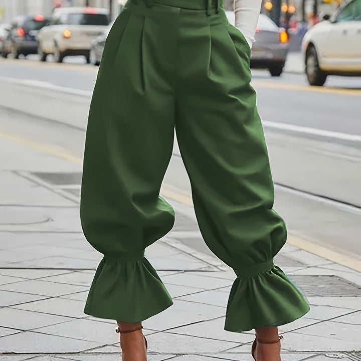 Maren | Ruffled-Hem Wide-Leg Trousers