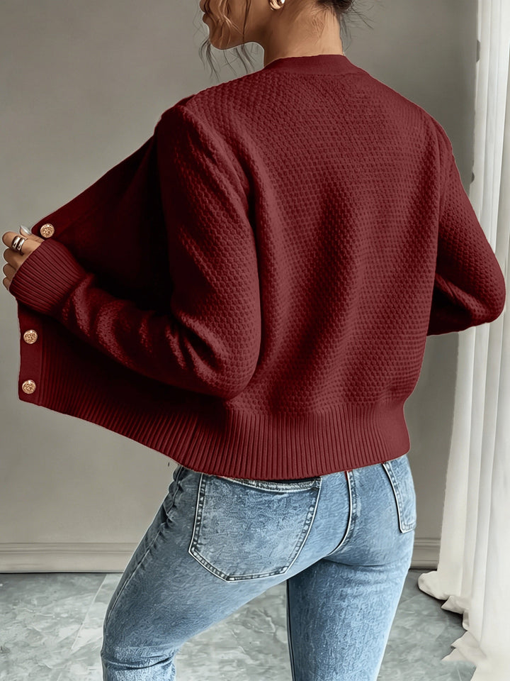 Eleanora | Cable-Knit Button-Front Cardigan