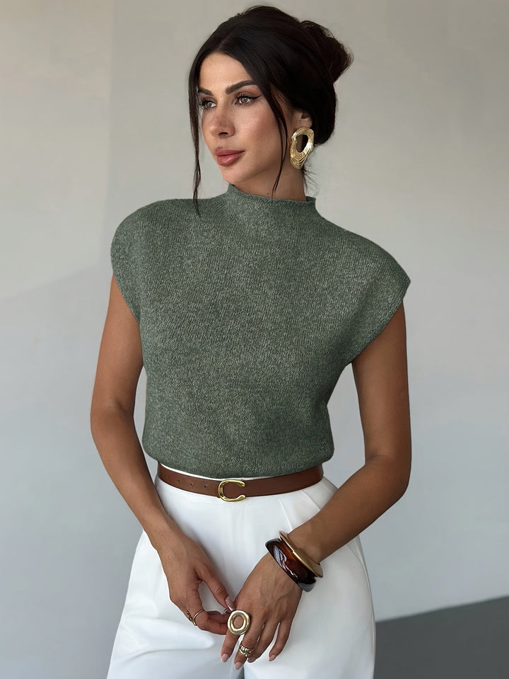 Claudia | Mock Neck Sleeveless Jumper Vest