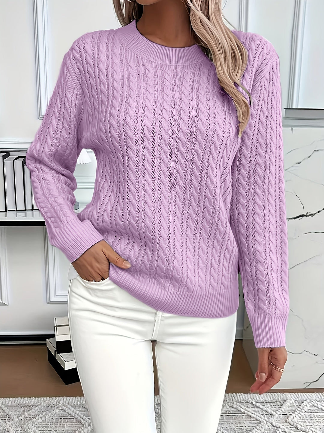 Faye | Cable-Knit Round Neck Jumper