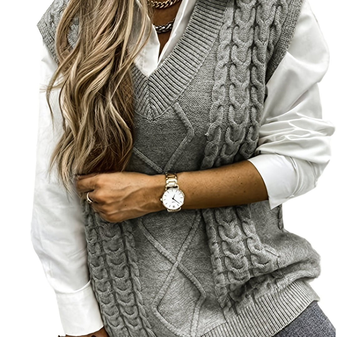 Cora | Cozy Cable-Knit V-Neck Jumper Vest