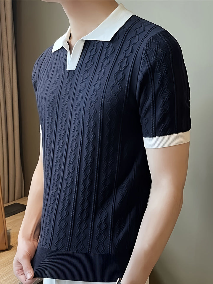 Barrett | Textured Contrast-Collar Polo Shirt