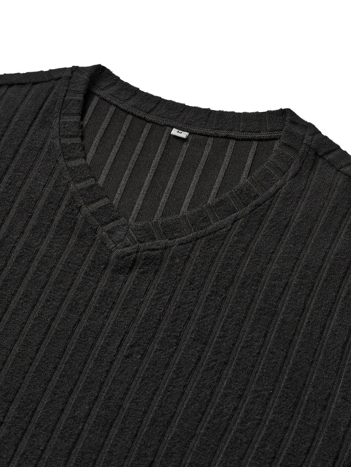 Xavier | Ribbed V-Neck Long Sleeve Top