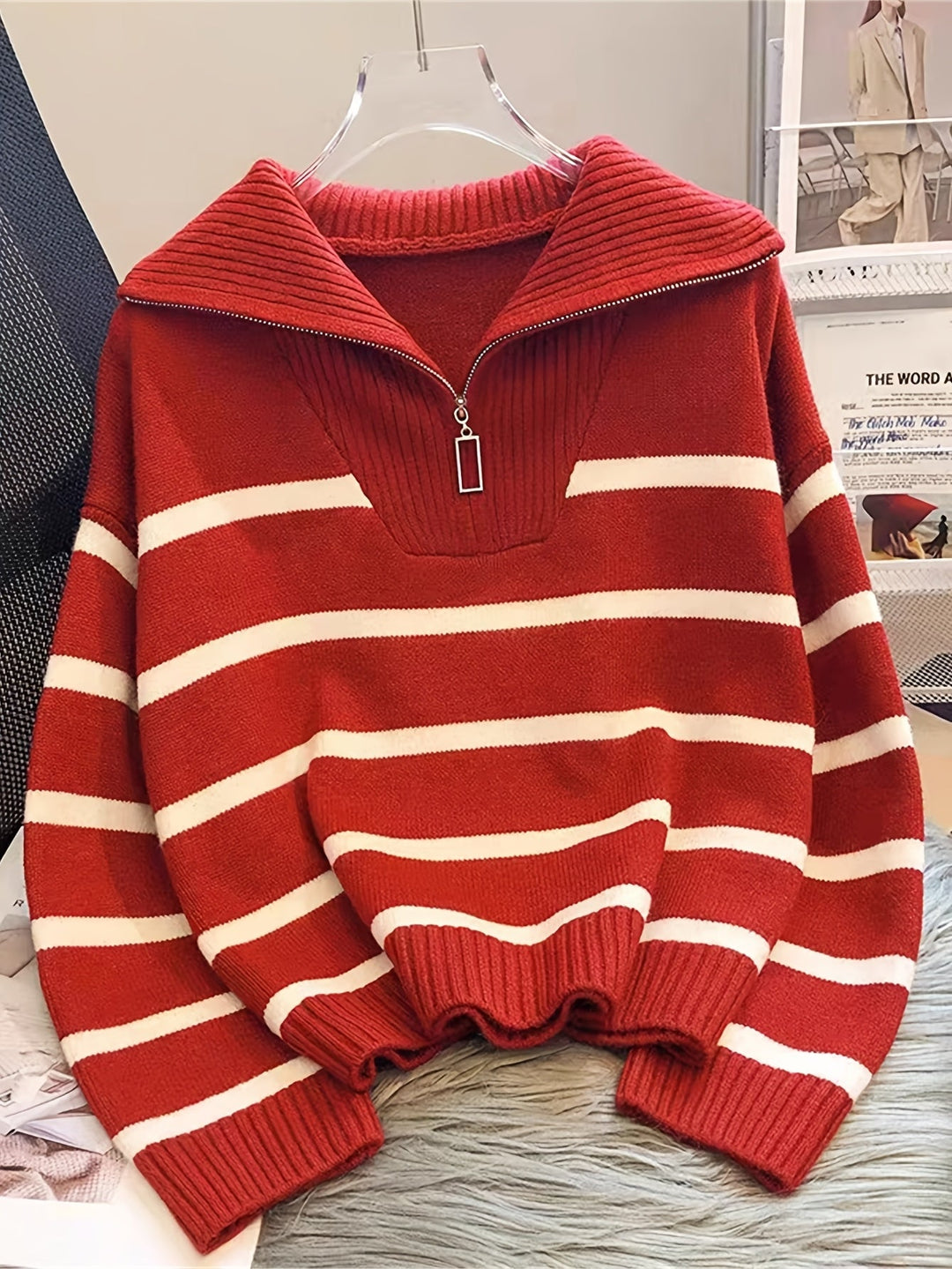 Sabina | Striped Quarter-Zip Jumper