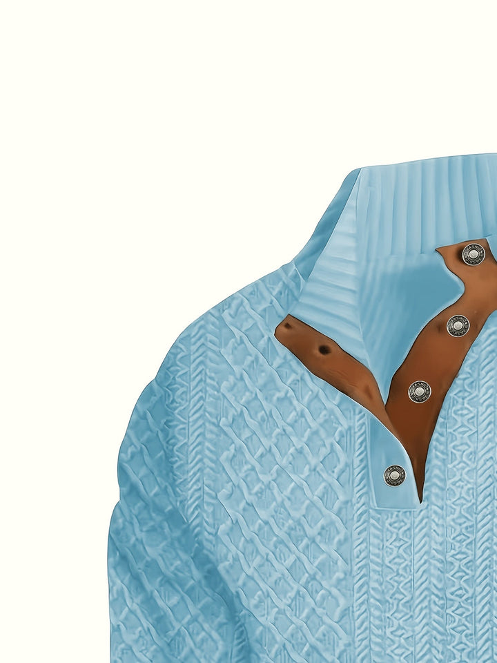 Ronan | Stand Collar Button Henley Jumper
