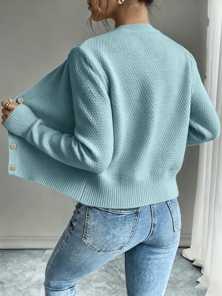Eleanora | Cable-Knit Button-Front Cardigan