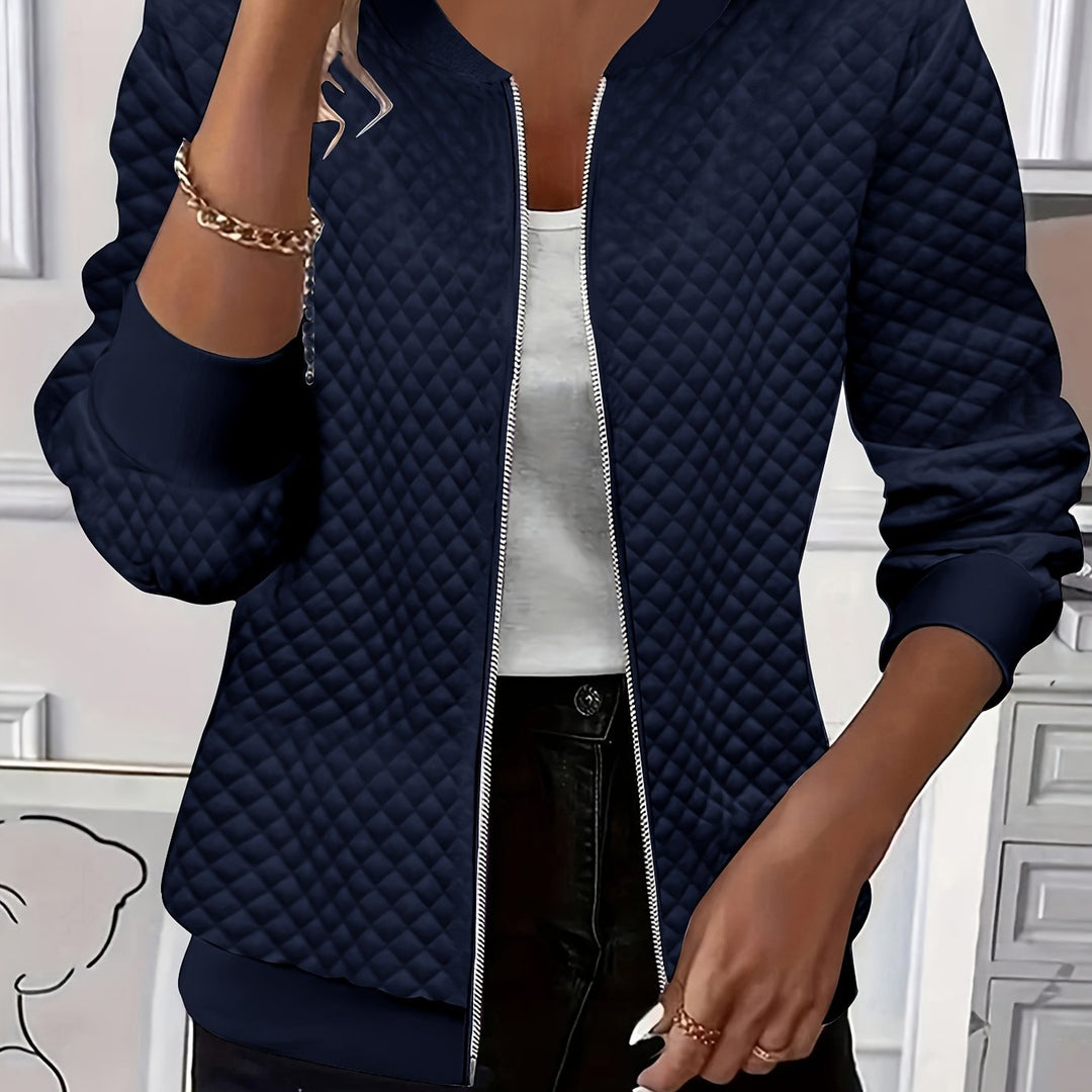 Carolyn | Quilted-Texture Baseball Jacket