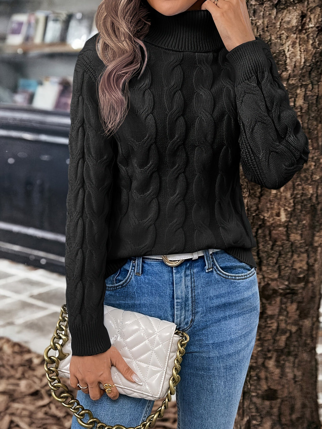 Celeste | Cozy Cable-Knit Turtleneck Jumper