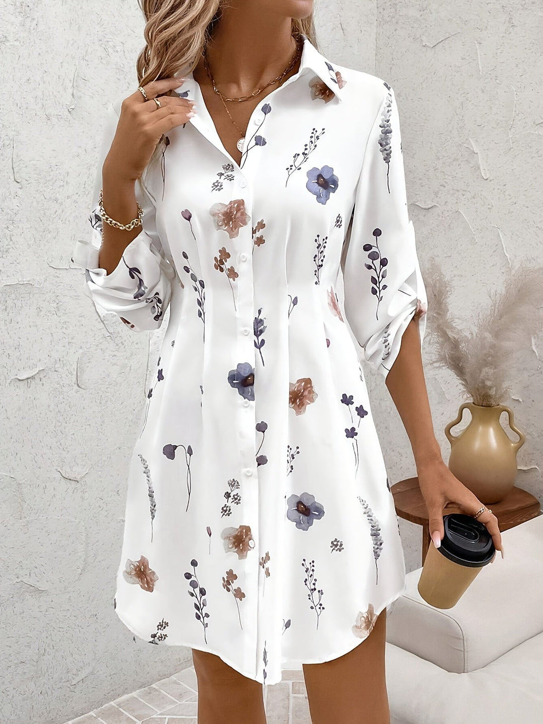 Josie | Floral Button-Front Shirt Dress