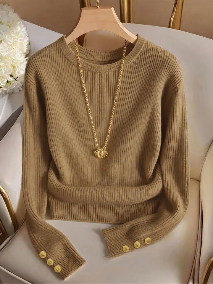 Gretchen | Ribbed Button-Cuff Jumper