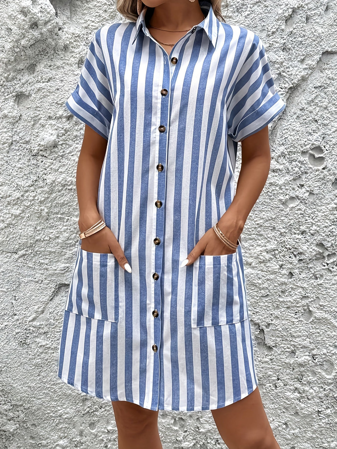 Marion | Belted Striped Shirt Dress