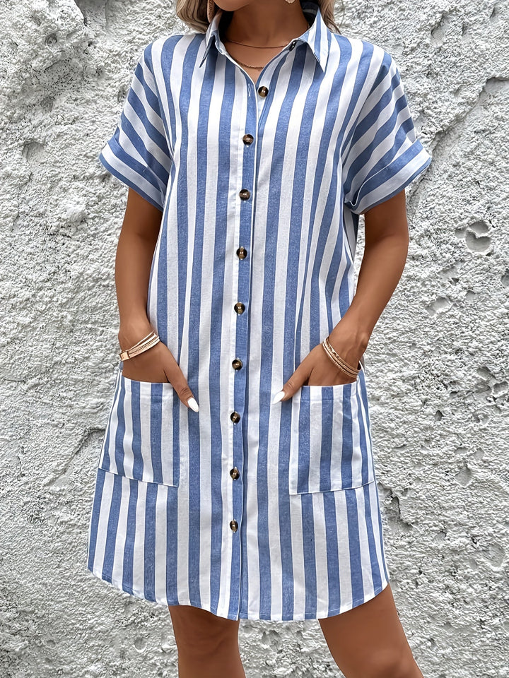 Marion | Belted Striped Shirt Dress