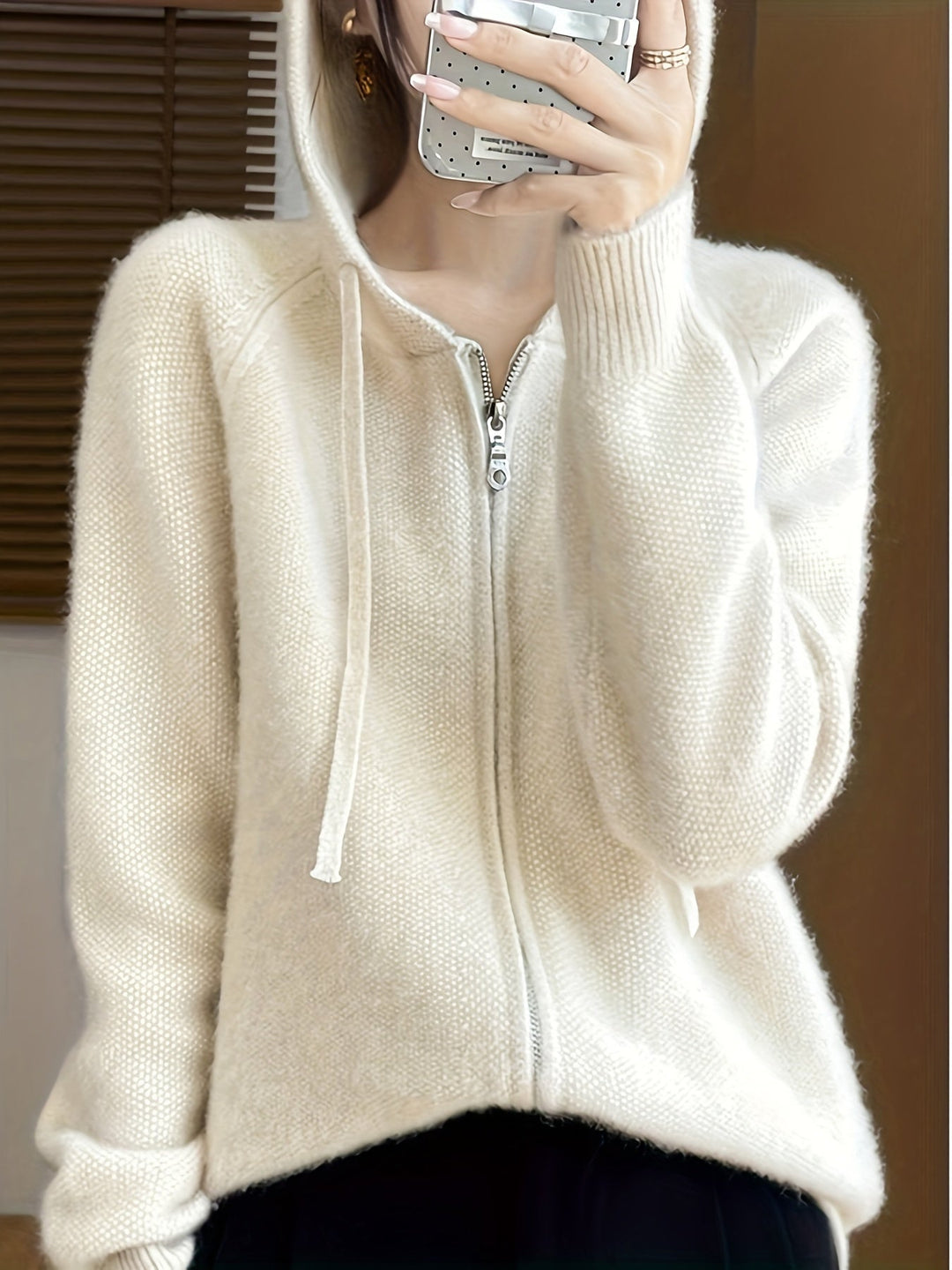 Bianca | Hooded Zip-Front Cardigan