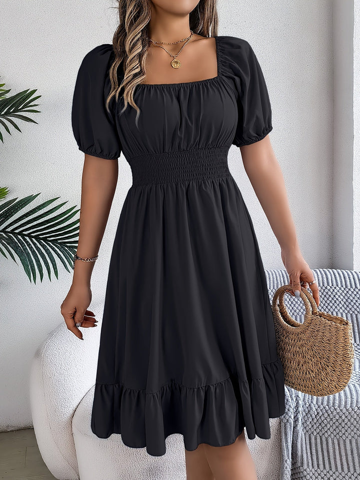 Whitney | Square Neck Ruffled A-Line Dress
