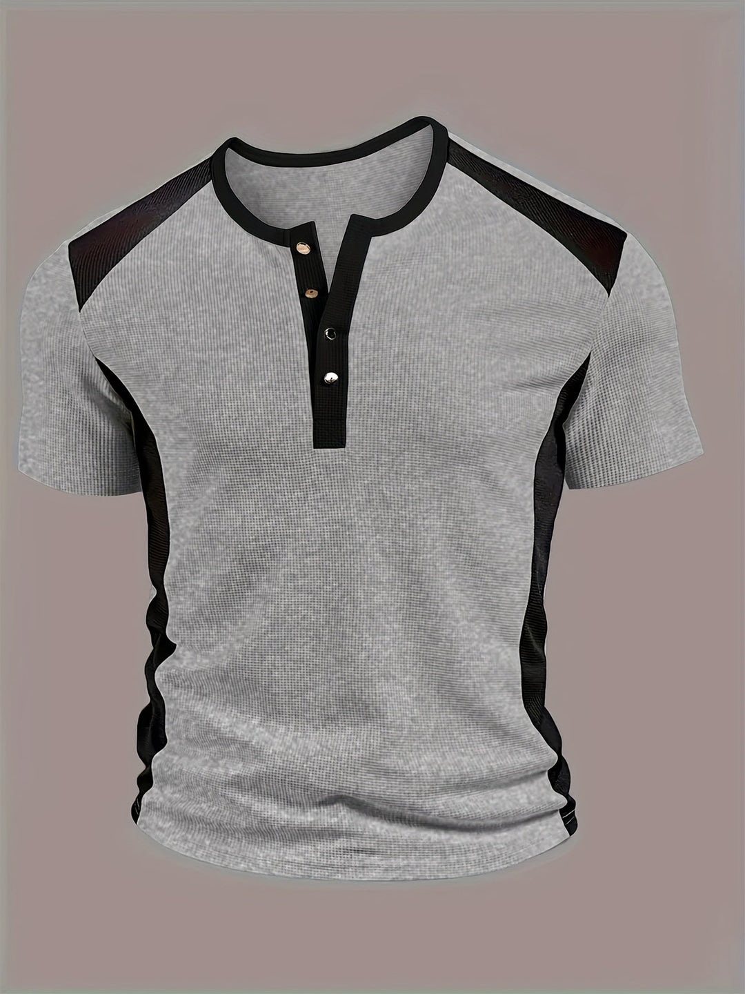 Everett | Textured Contrast Henley Shirt