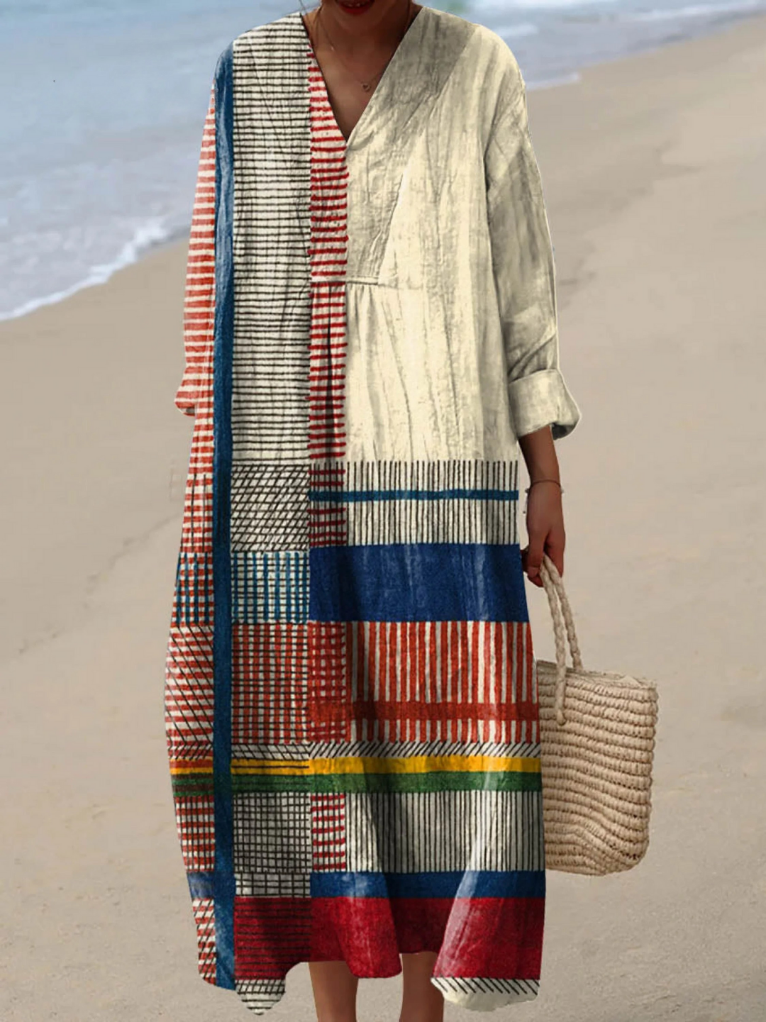 Genevieve | Vintage Geometric Line Art Dress